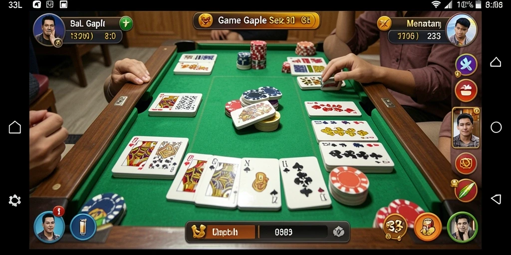 Screenshot gameplay 33L dengan suasana Gaple yang seru.
