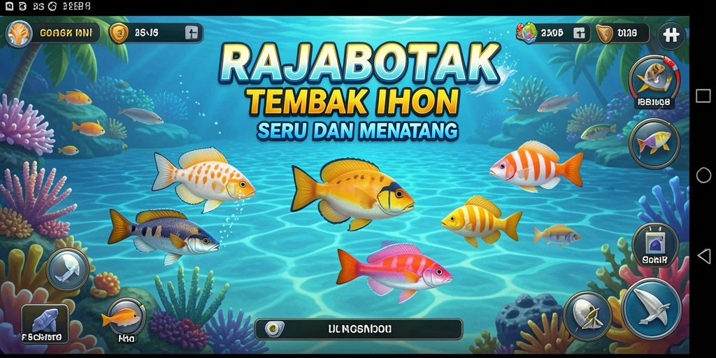 Screenshot gameplay RAJABOTAK yang menunjukkan aksi seru Tembak Ikan.
