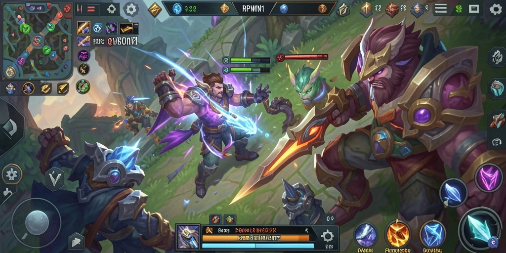 Screenshot RPWIN1 menampilkan intensitas pertempuran dalam game MOBA.