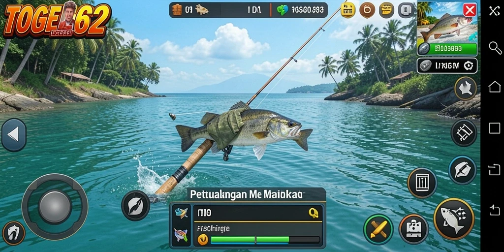 Gameplay menampilkan aksi memancing yang seru dan menantang di TOGEL62.
